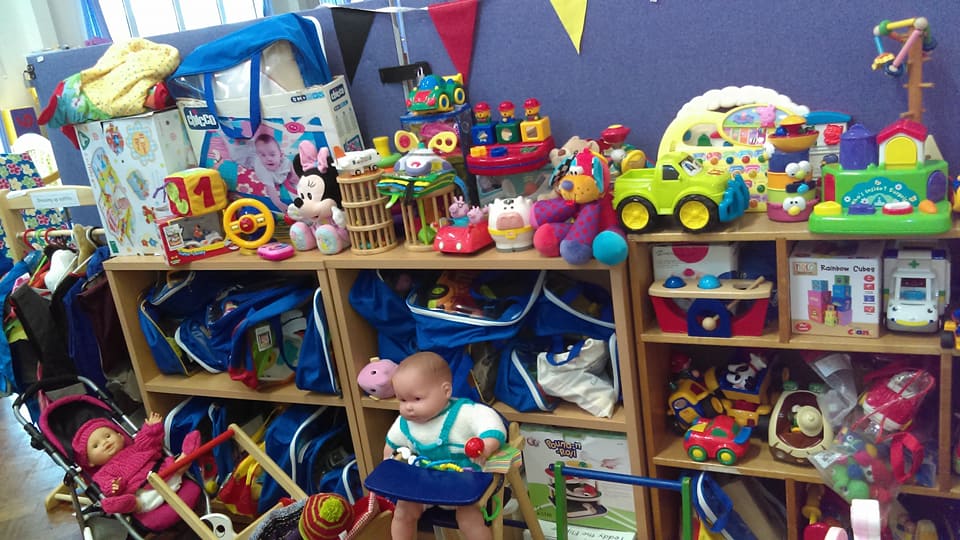 Families gathering at Camrose Toy Library community event